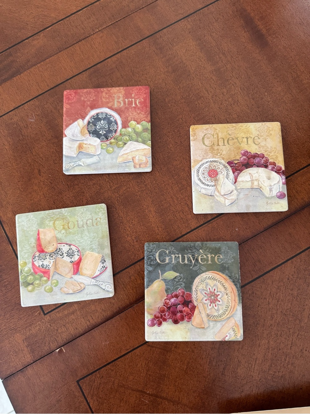 & Other Stories Cheese-Themed Decorative Coasters – Red, Yellow, Green, Blue